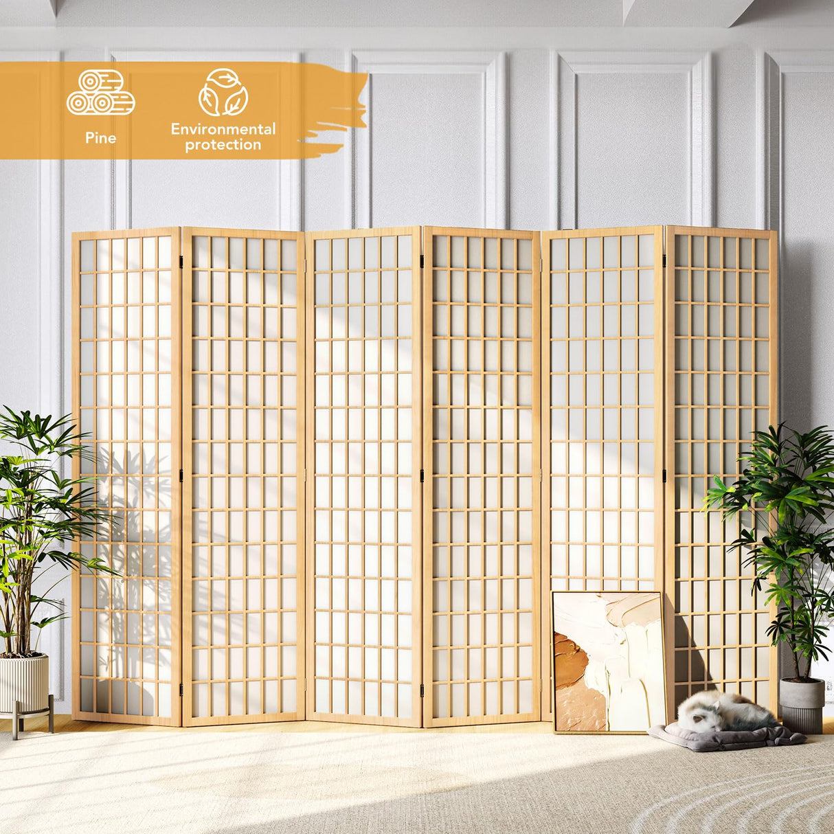 JOSTYLE Shoji Screen Divider - Natural (6-Panel)