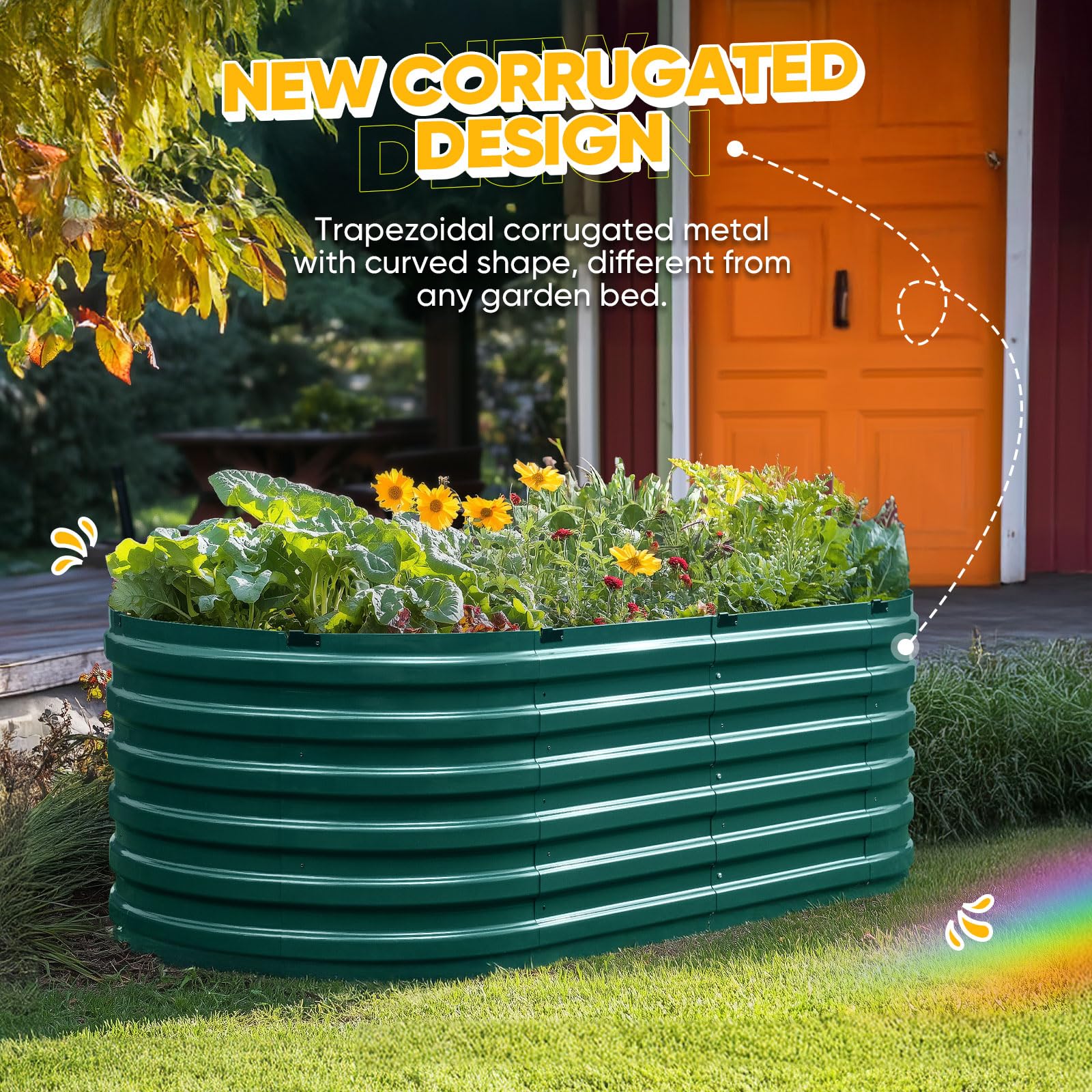 KING BIRD 74"x36"x23" Quick-Setup Garden Bed - Green