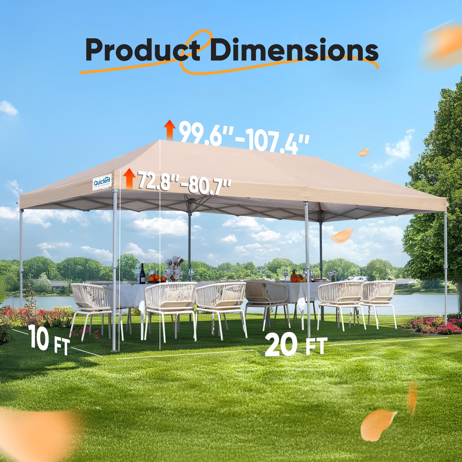 Quictent 10'x20' Instant Pop up Canopy with Sidewalls - Beige
