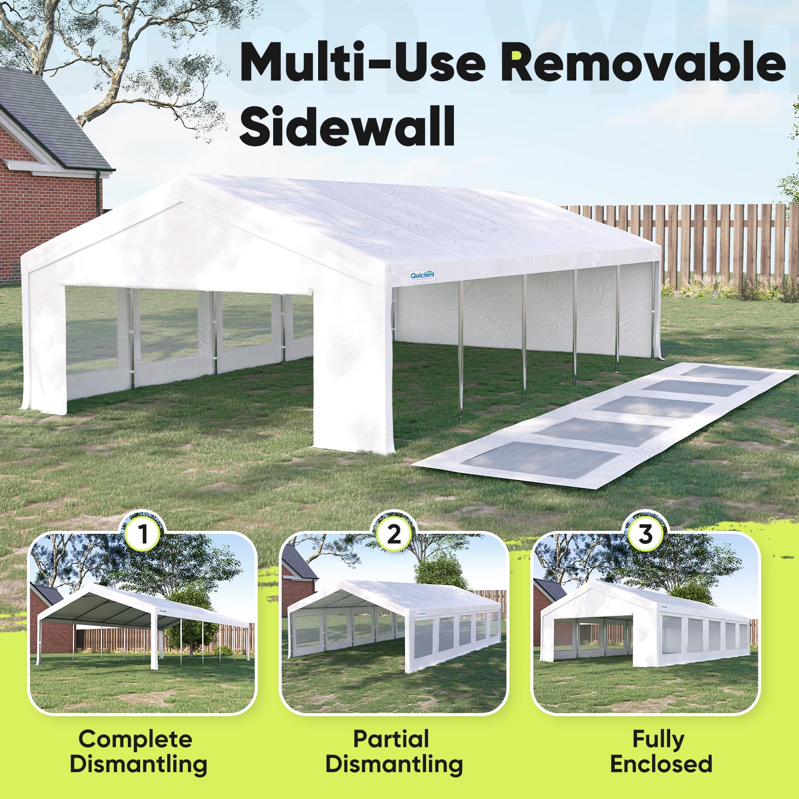 Quictent 20'x30' Heavy Duty Party Tent with Mesh Sidewalls & Storage Bags