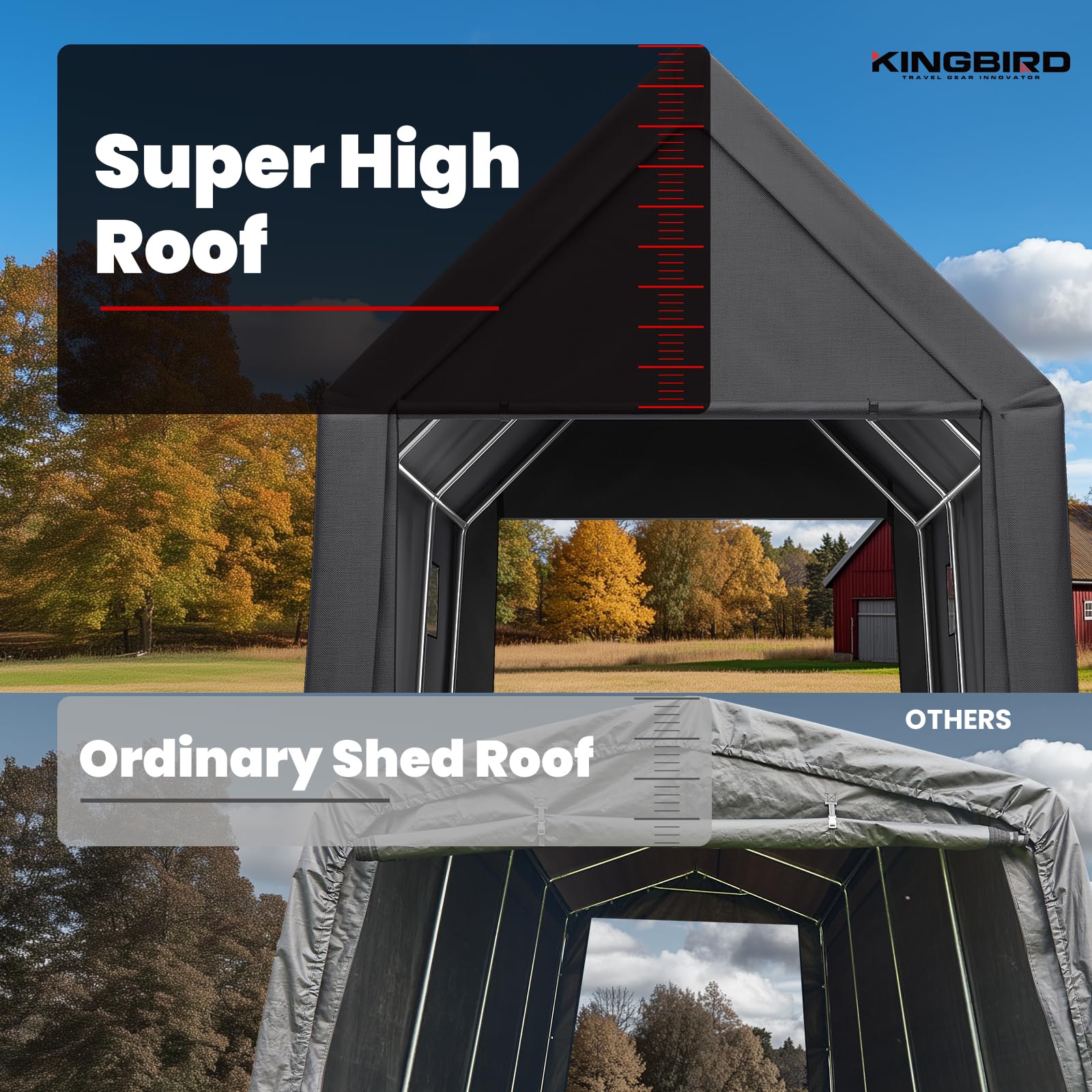 KING BIRD 10'x15'x10.8' Anti-Snow Carport - Dark Gray