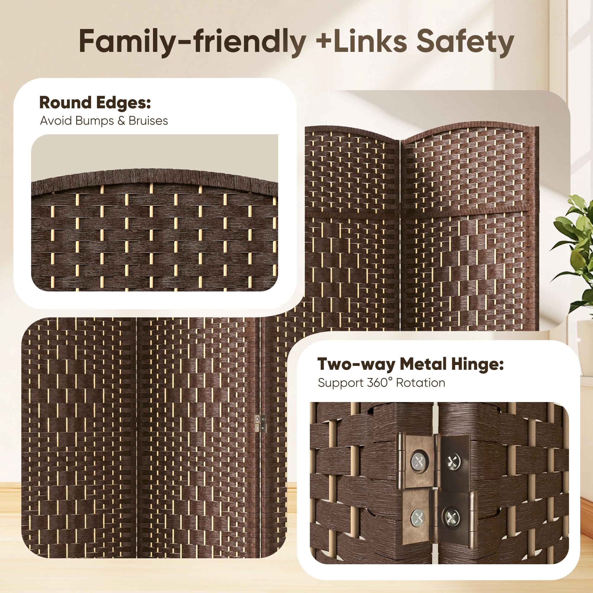 JOSTYLE Double-Weave Privacy Screen - Brown (6-Panel)