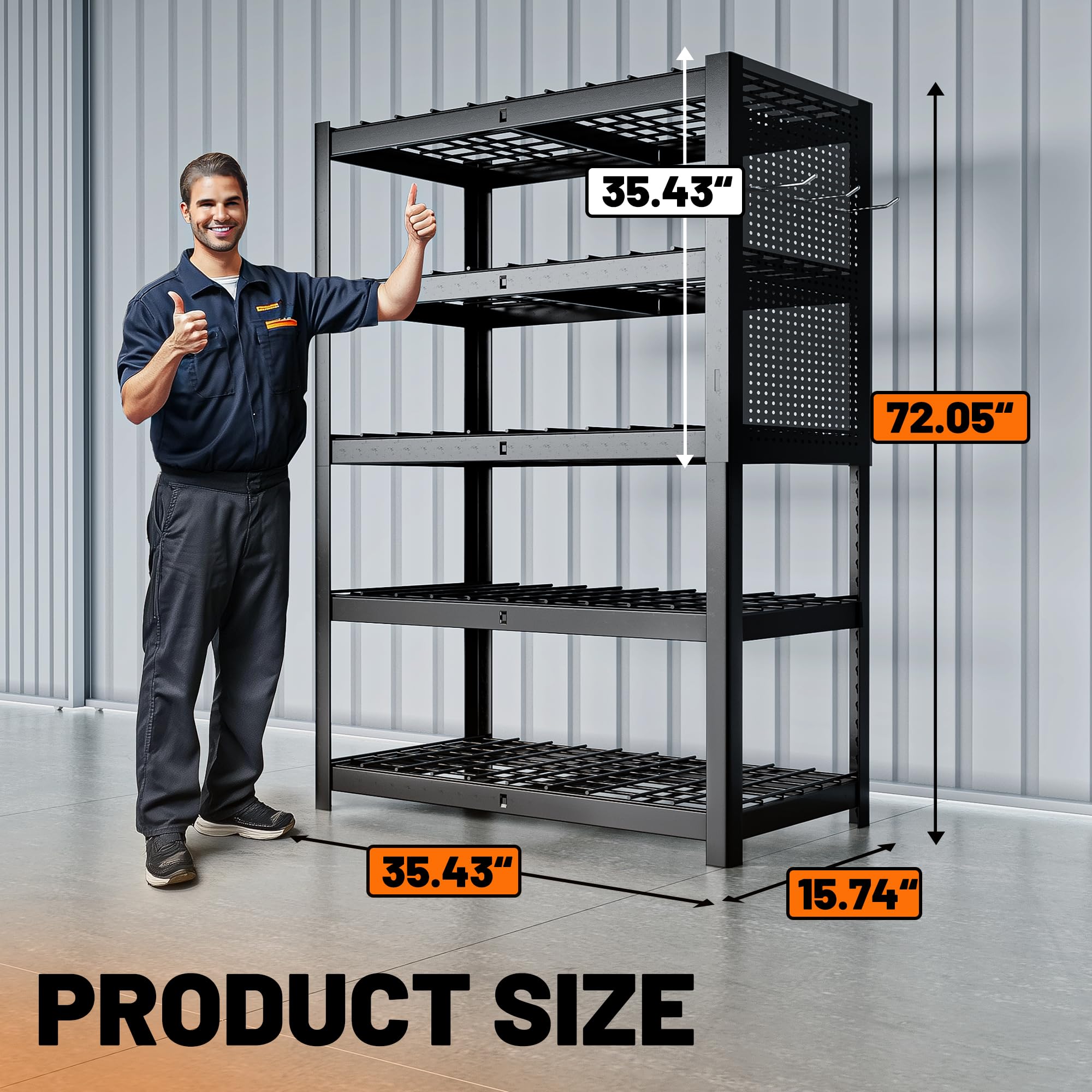 MAXLEAD 72" 3100LBS Garage Shelves with Pegboard