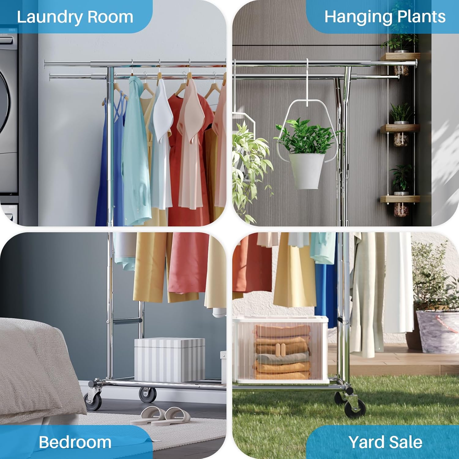 HOKEEPER Collapsible Garment Rack with Shelves