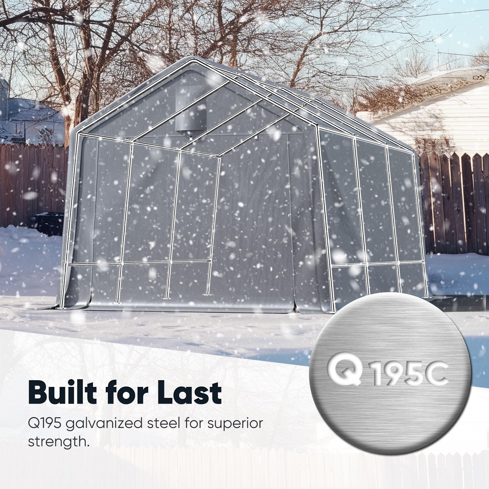 Quictent 10'x15' Portable Carport Shelter with Roll-Up Mesh Windows - Silver Gray
