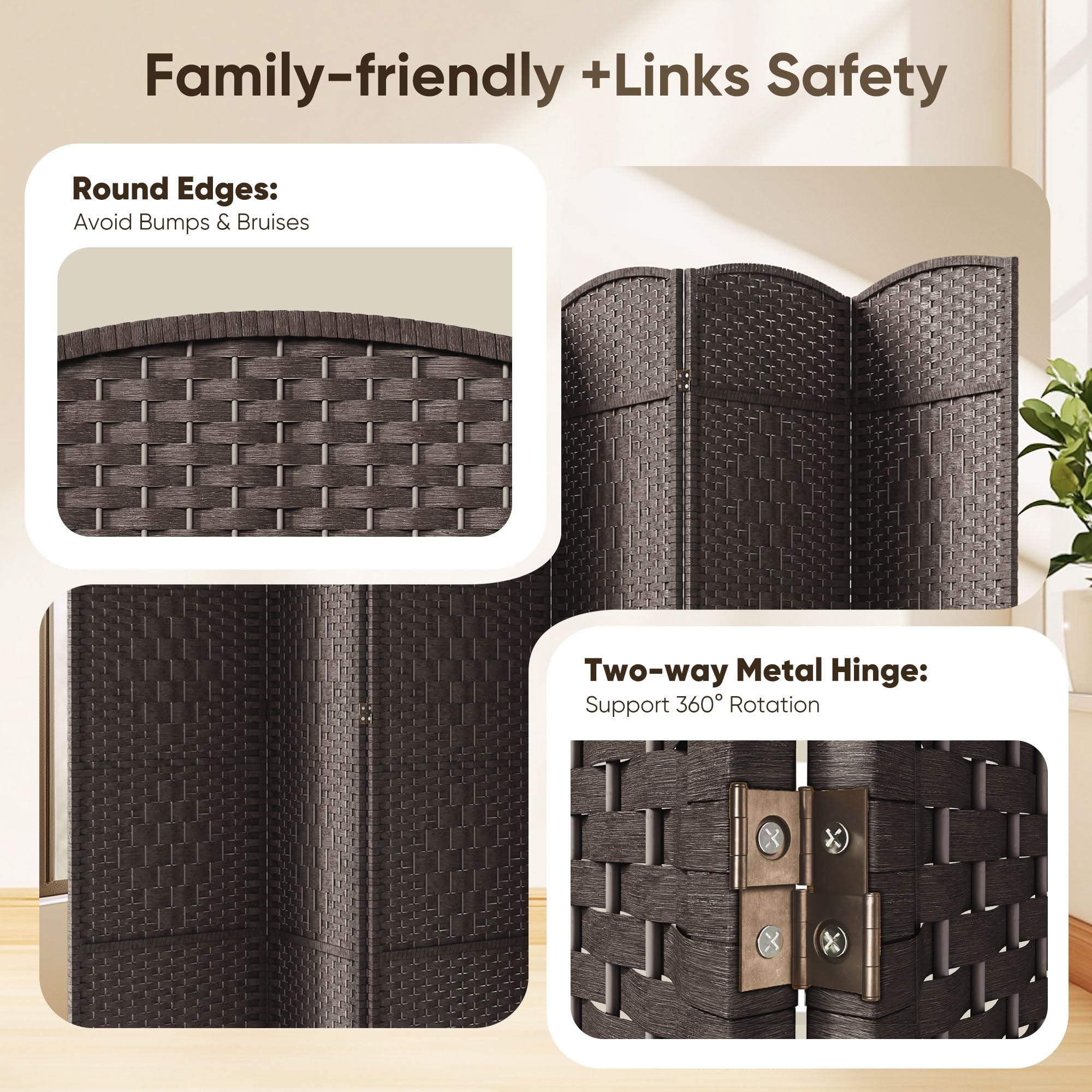 JOSTYLE 6ft Diamond Weave Divider - Espresso (6-Panel)