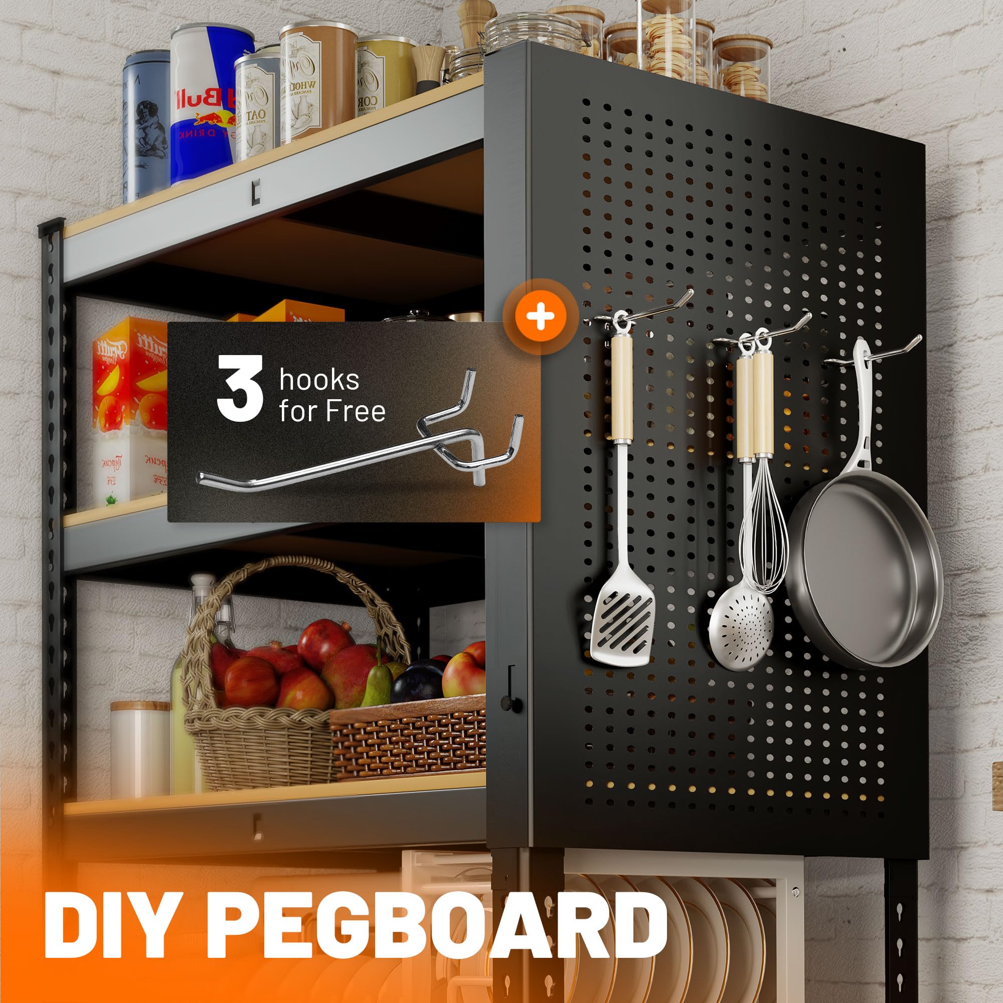 MAXLEAD 60" 2100LBS Metal Pegboard Shelves