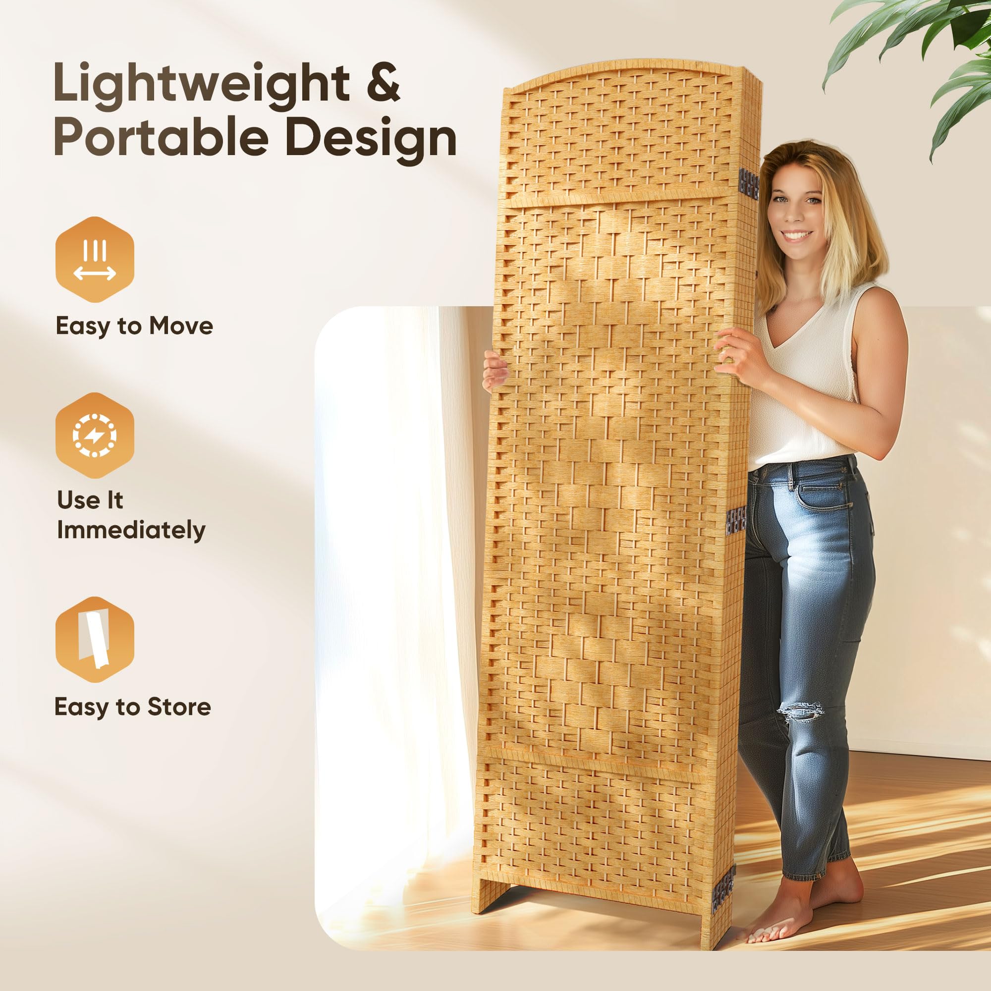 JOSTYLE 6ft Freestanding Room Divider (6-Panel)