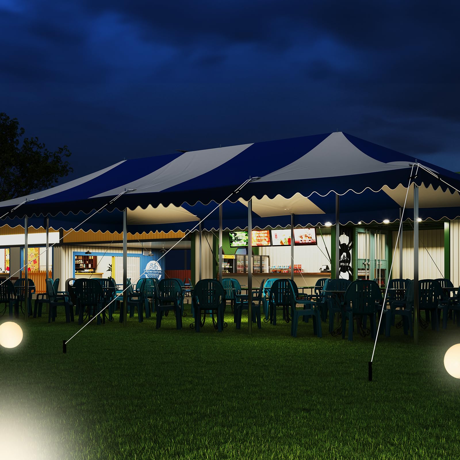 Quictent 20'x40' Fire Retardant Party Tent - Striped Blue