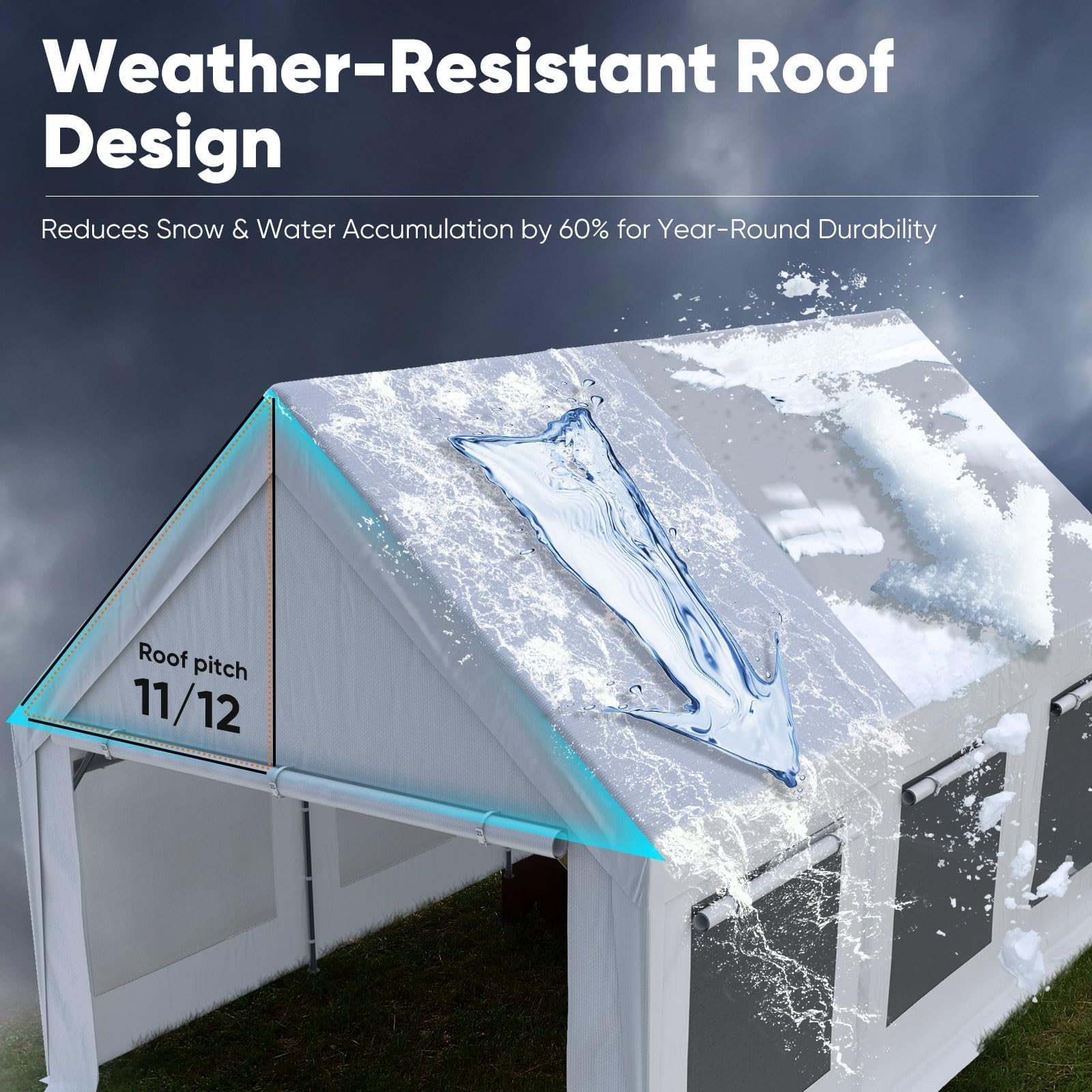 Quictent 12'x20' Heavy Duty Carport Tent with Ventilation - White