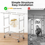 Heavy Double Rod Clothes Rack with Metal Shelves