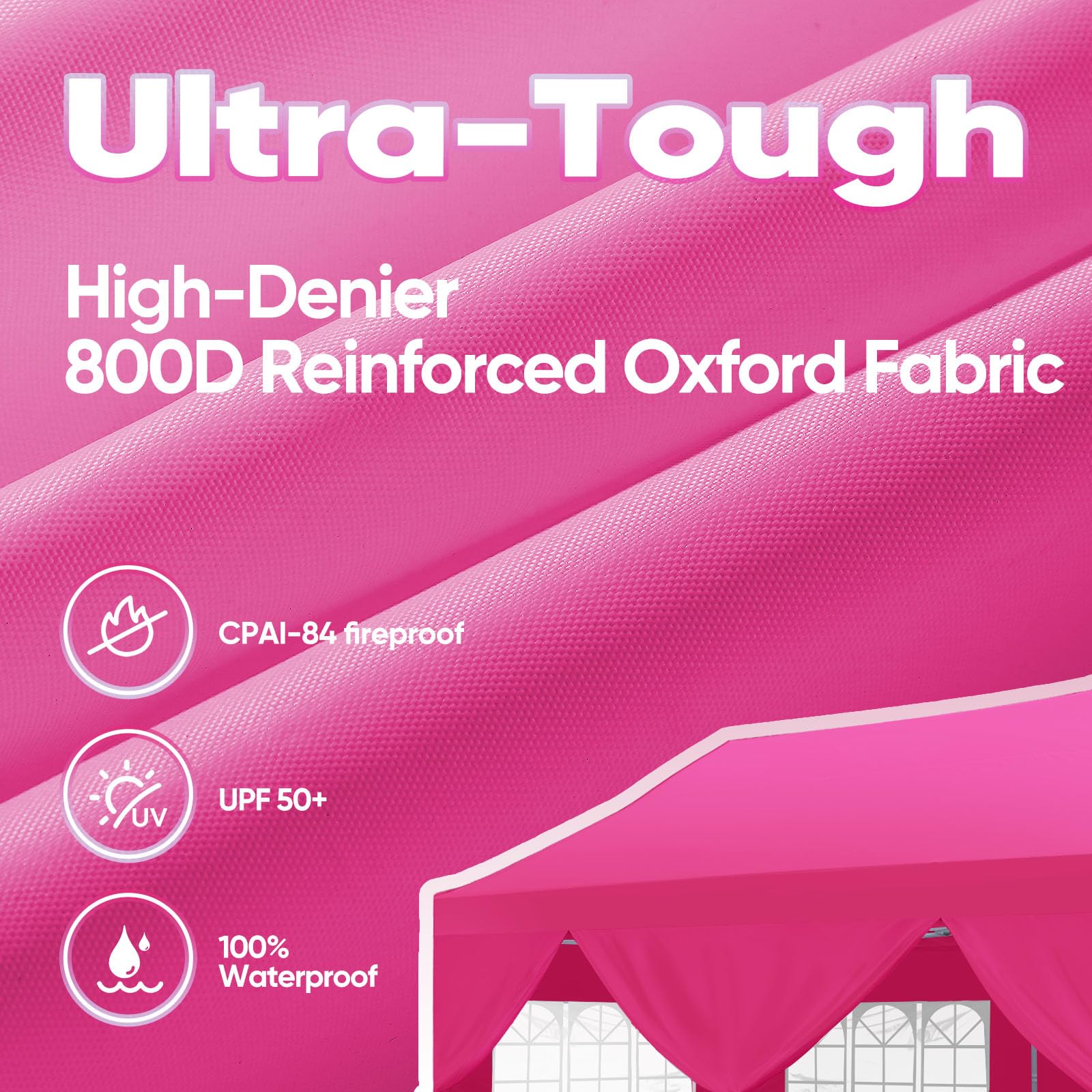 Quictent 10'x20' Heavy Duty Pop Up Canopy with Sidewalls - Pink