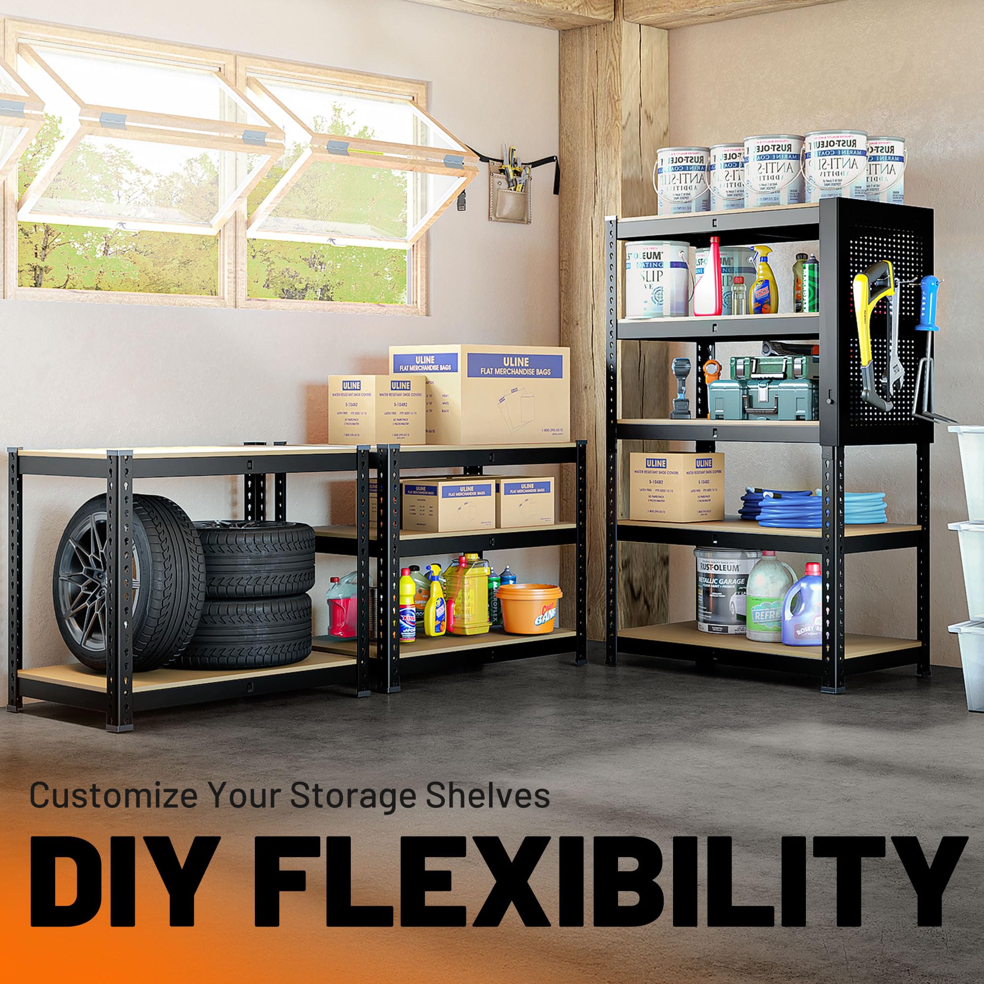 MAXLEAD 60" 2100LBS Metal Pegboard Shelves