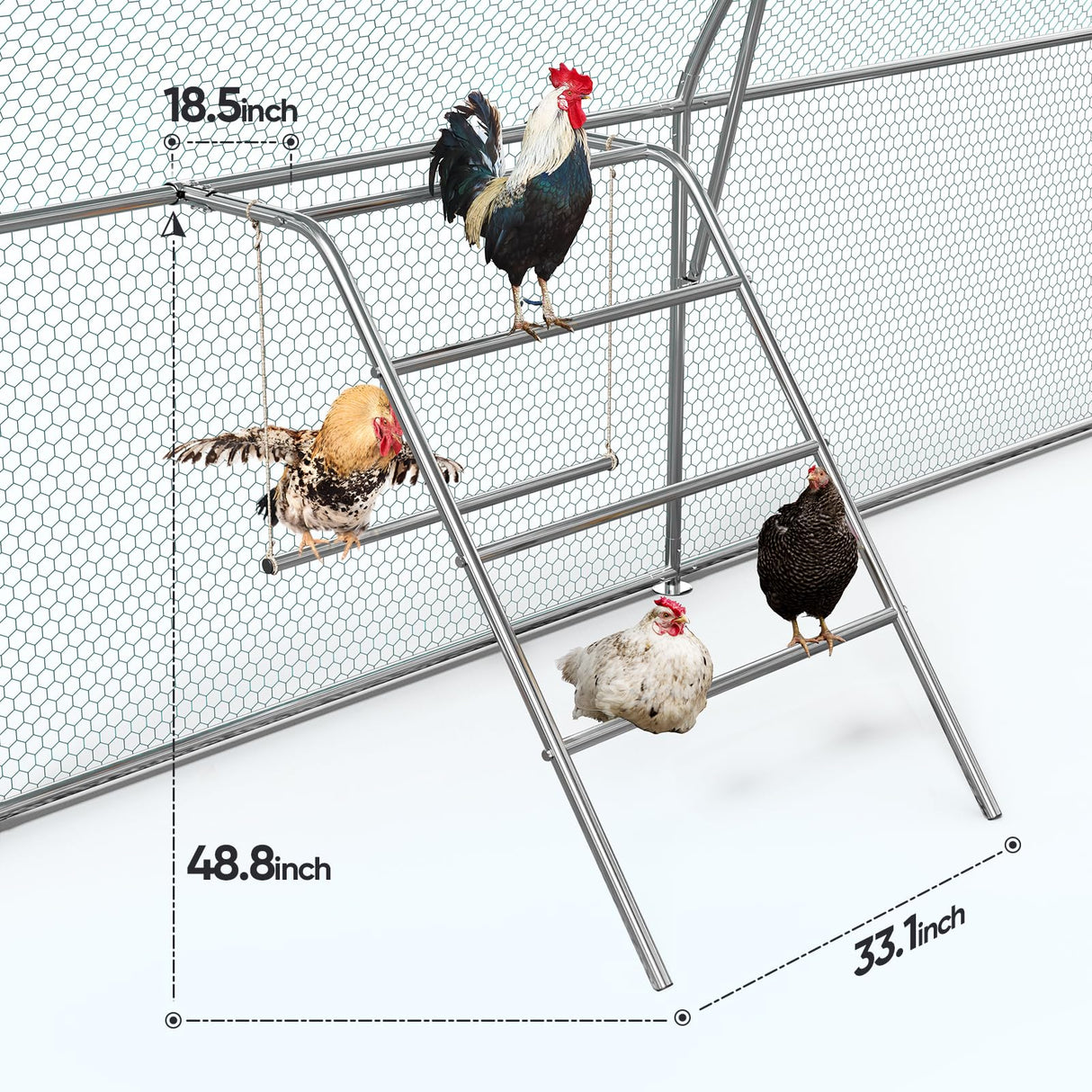 Quictent Arched Metal Chicken Coop with Perch & Swing