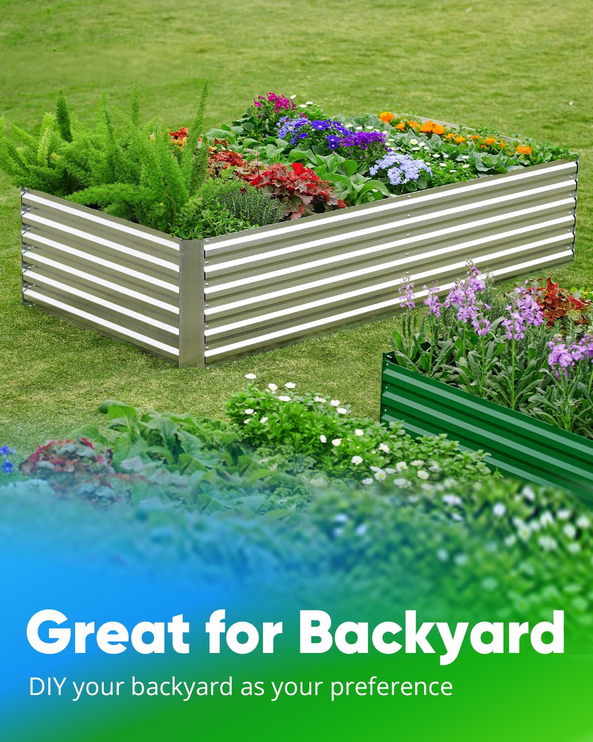 Quictent 8'x4'x2' Tall Raised Garden Bed - Silver