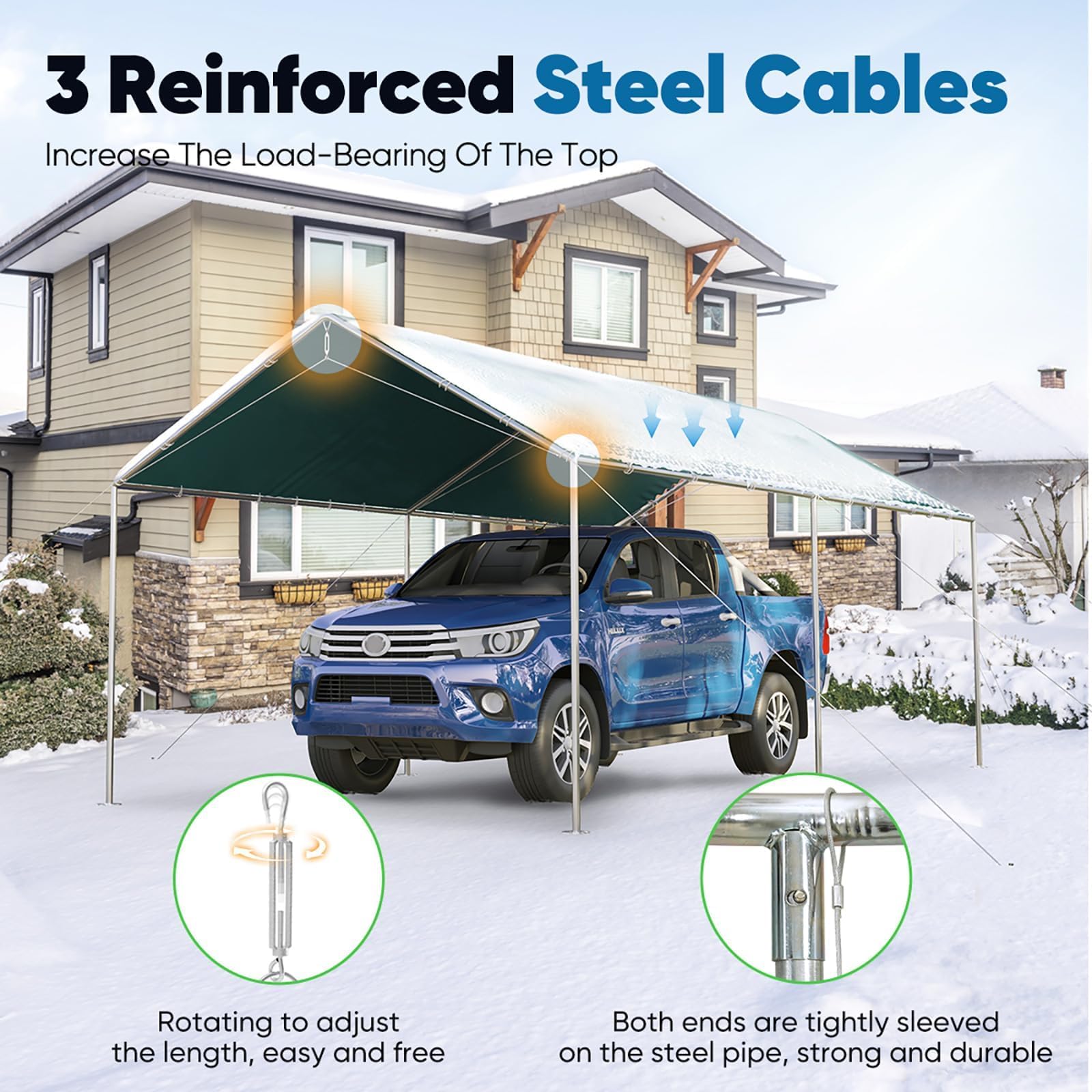 Quictent 10'x20' Reinforced Carport Shelter - Green