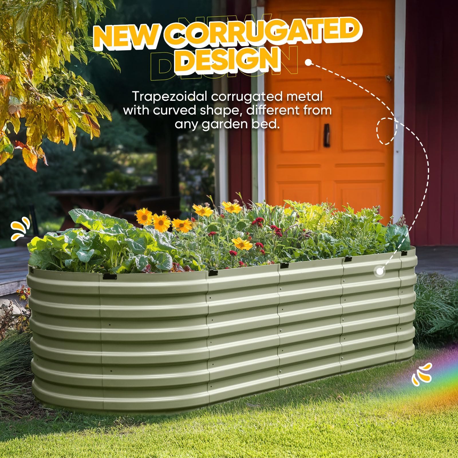 KING BIRD 8'x3'x2' Quick-Setup Garden Bed - Olive Green