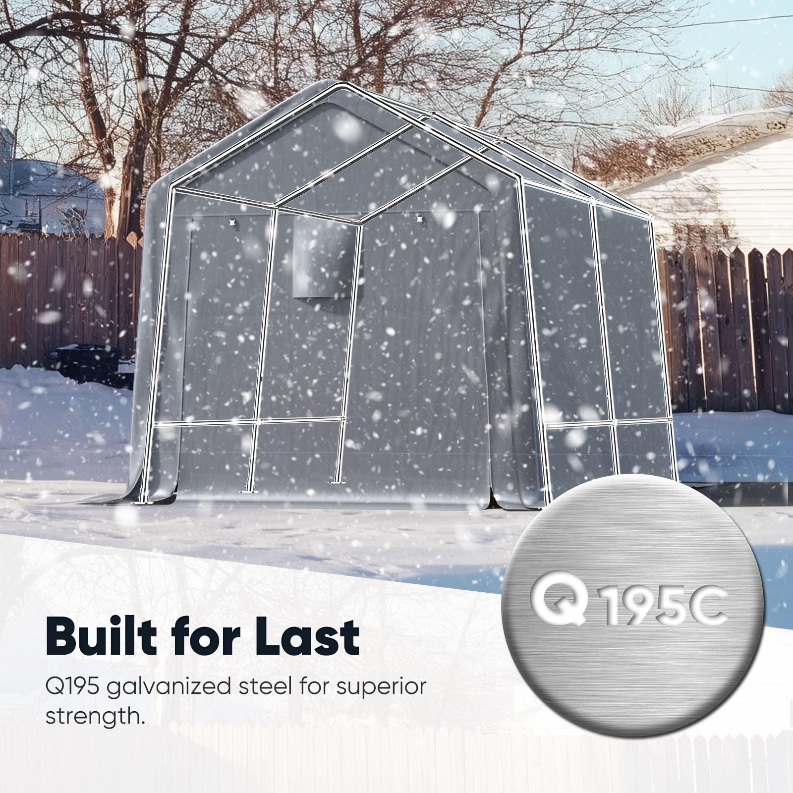Quictent 8'x12' Carport Shelter with Mesh Windows - Silver Gray