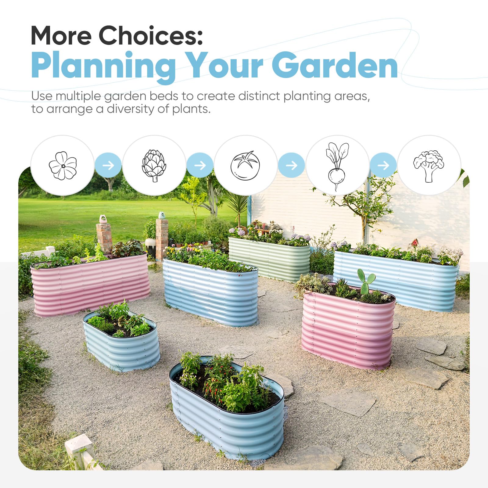 KING BIRD 78.7"X23.6"X34.2" Tall Planter Box - Light Blue