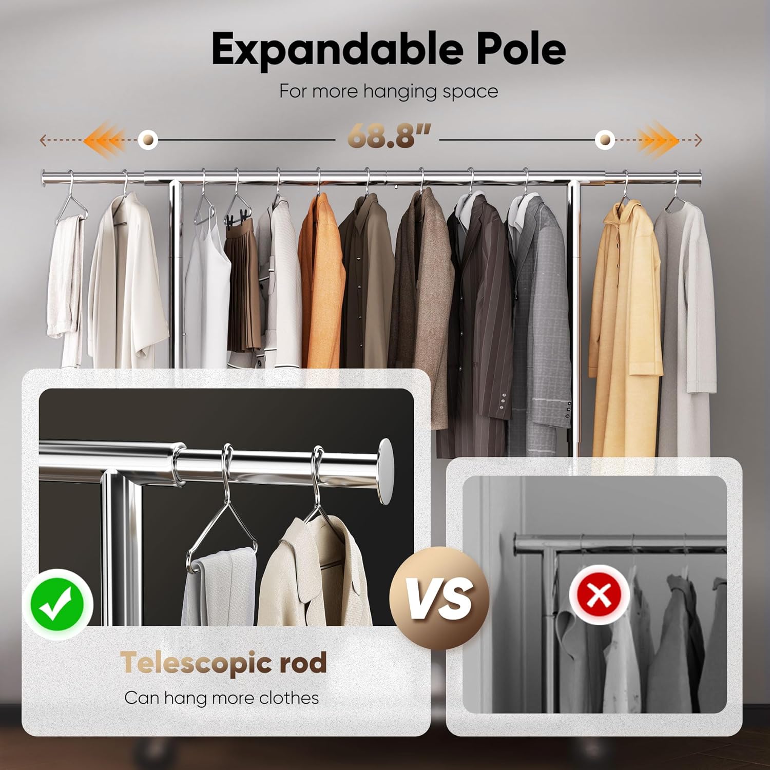 HOKEEPER 70.86"W Adjustable Garment Rack