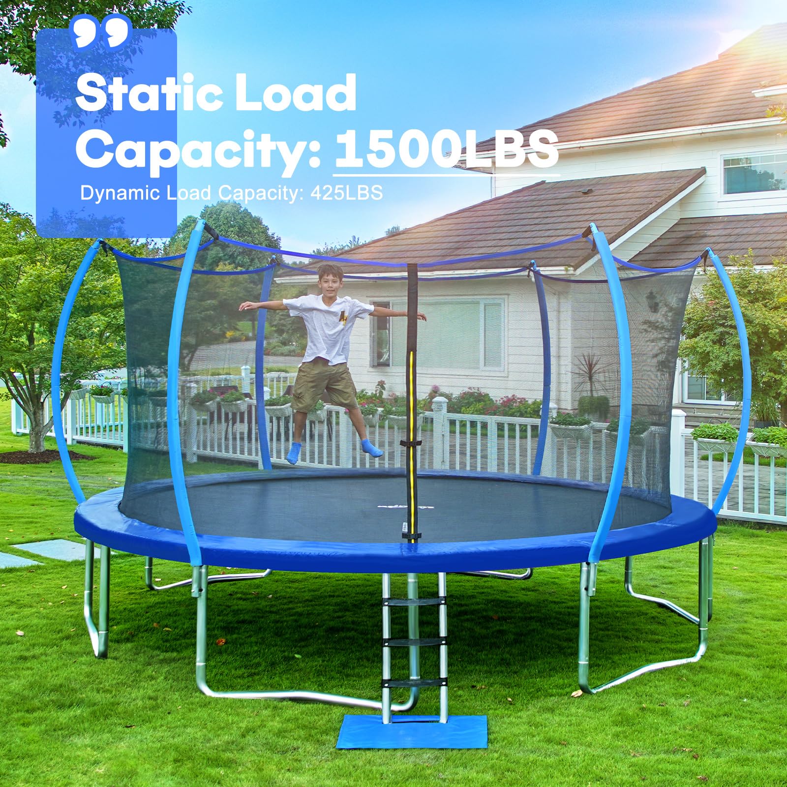 Zupapa 1500LBS 14FT No-Gap Trampoline with Non-Slip Ladder