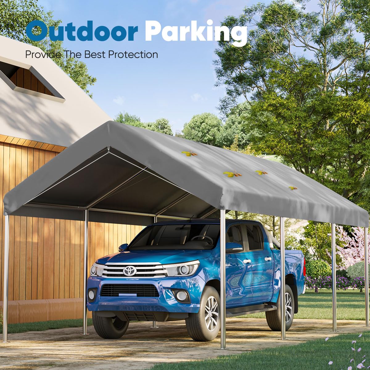 Quictent 10'x20' Carport Replacement Cover with Edge - Gray