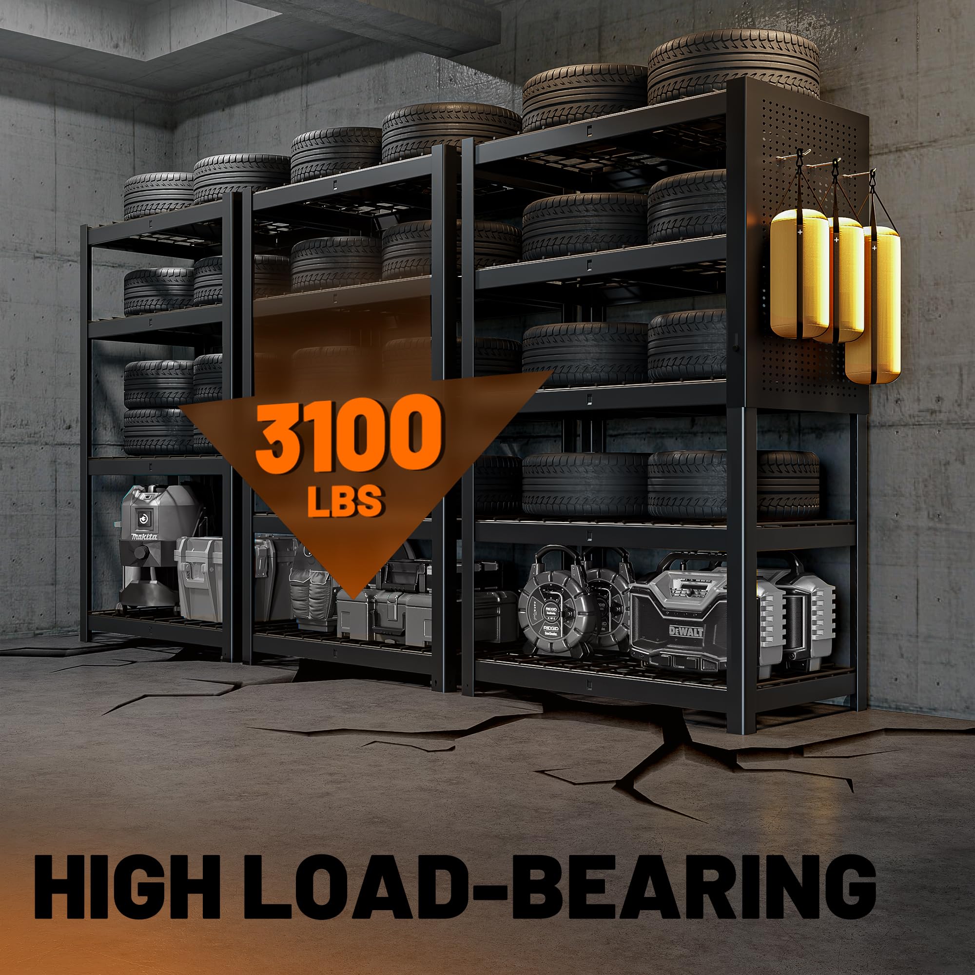 MAXLEAD 72" 3100LBS Garage Shelves with Pegboard