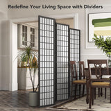 JOSTYLE Japanese Room Divider - Black (6-Panel)