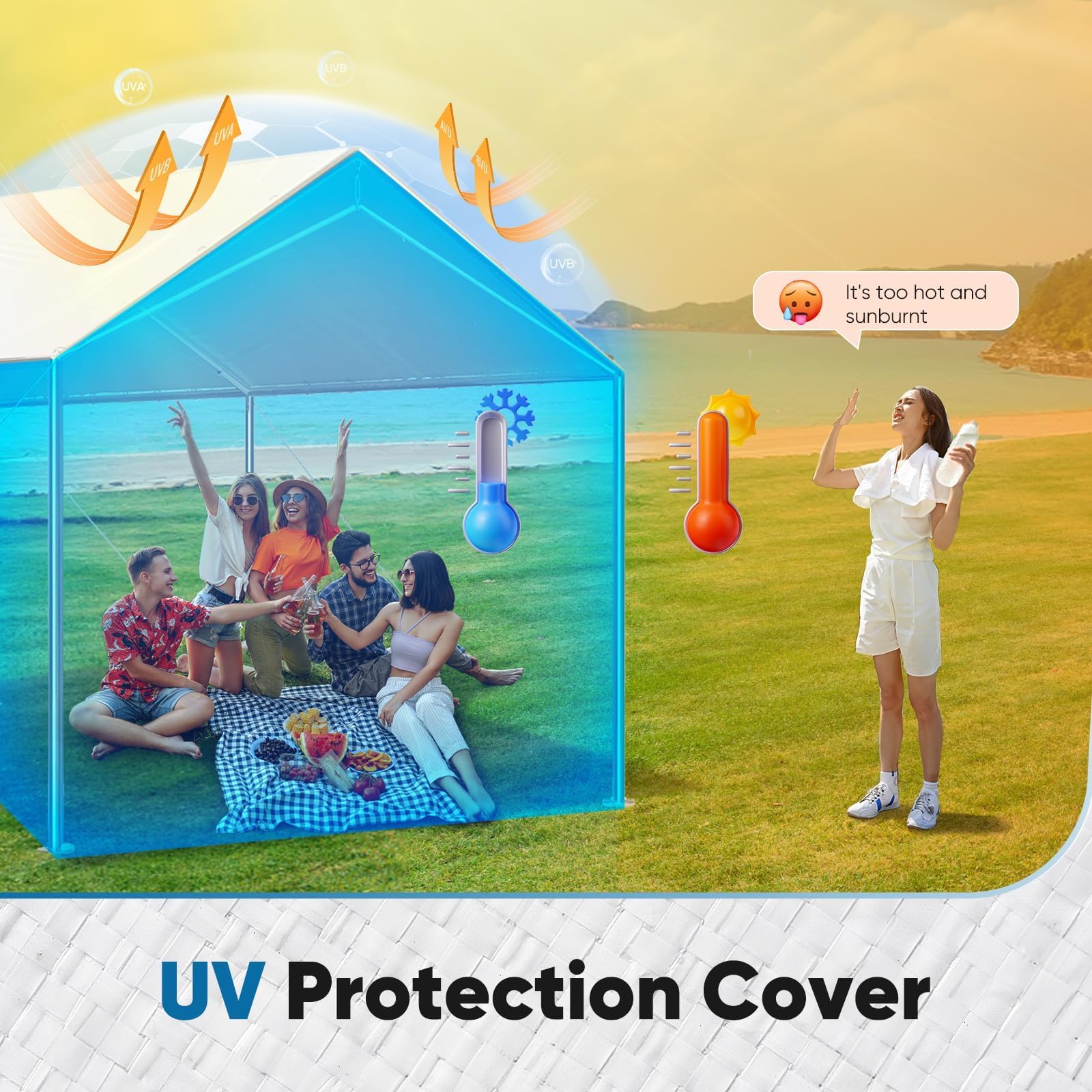 Quictent 10'x20' Carport Replacement Cover with Bungees - White