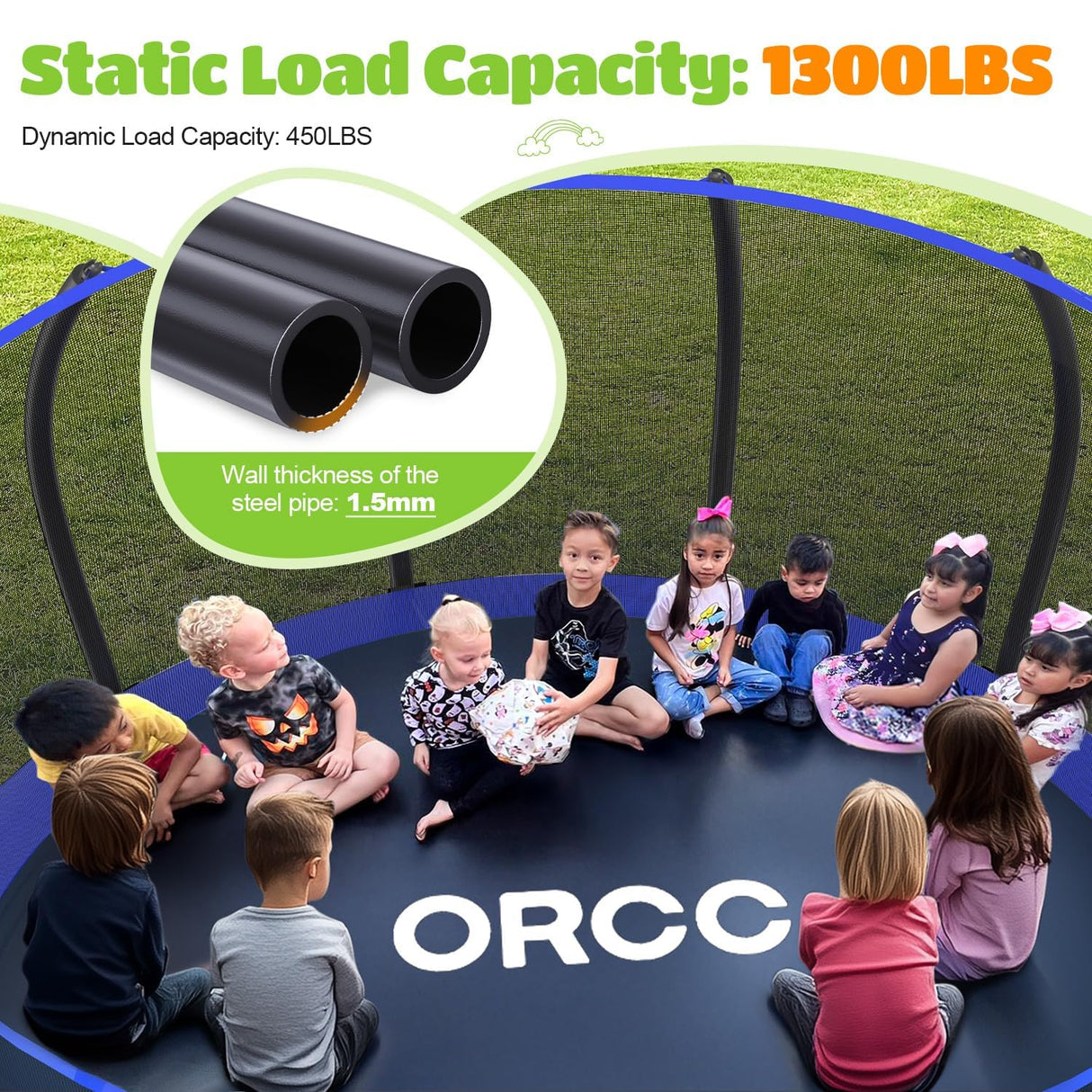 ORCC 1200LBS Heavy Duty Trampoline with Basketball Hoop