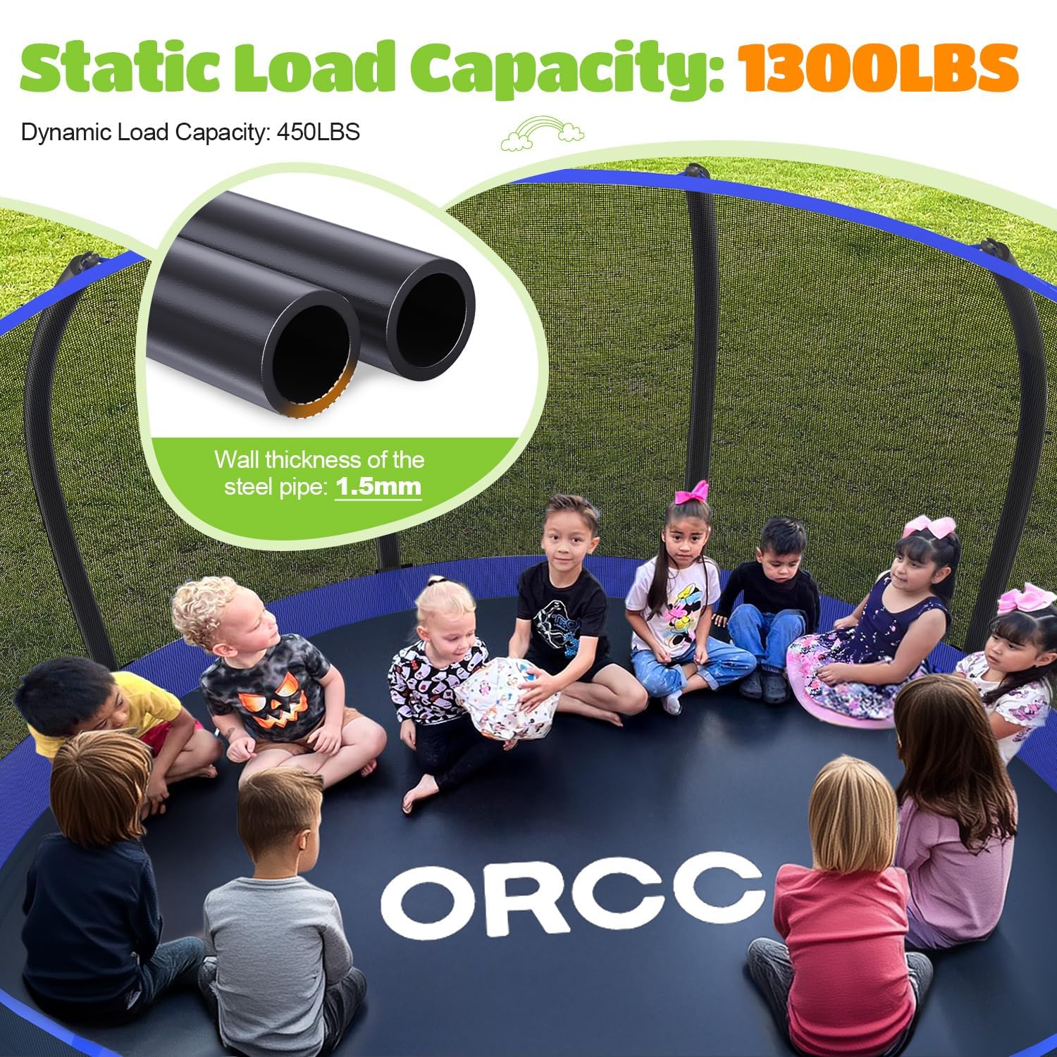ORCC 1200LBS 16FT Heavy Duty Trampoline with Basketball Hoop