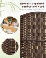 Close-up of the dark brown bamboo weaving on the divider, showcasing eco-friendly materials, fine craftsmanship, and a sustainable, natural finish.