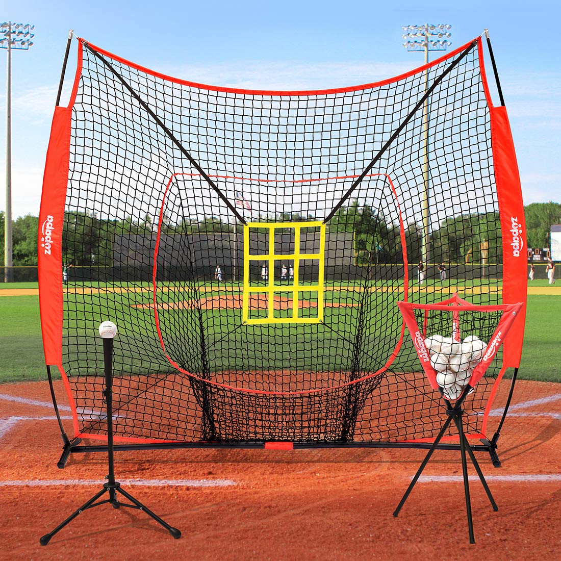 Zupapa 7'x7' Baseball Softball Practice Set- Red