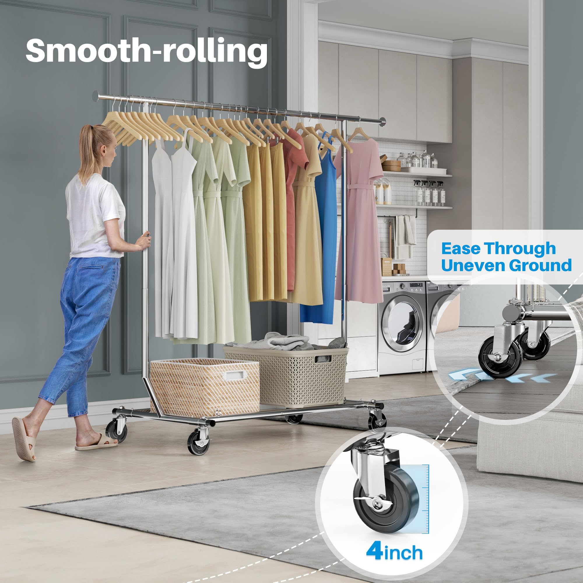 HOKEEPER 75"W 300LBS Adjustable Garment Rack