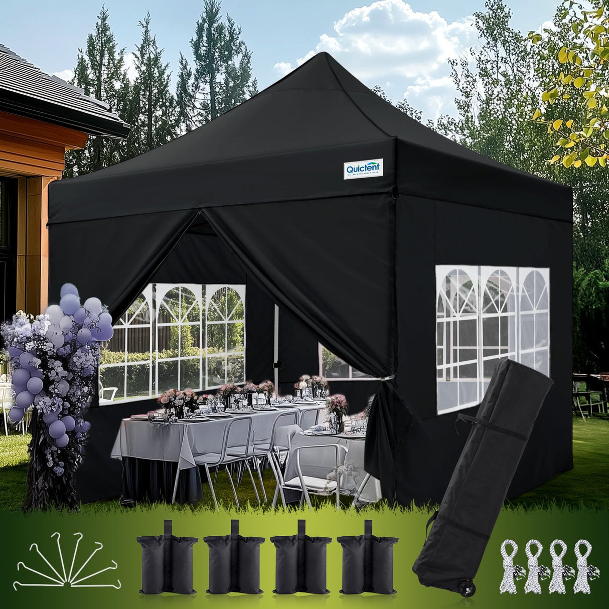 Quictent 10'x10' Heavy Duty Pop Up Canopy with Sidewalls