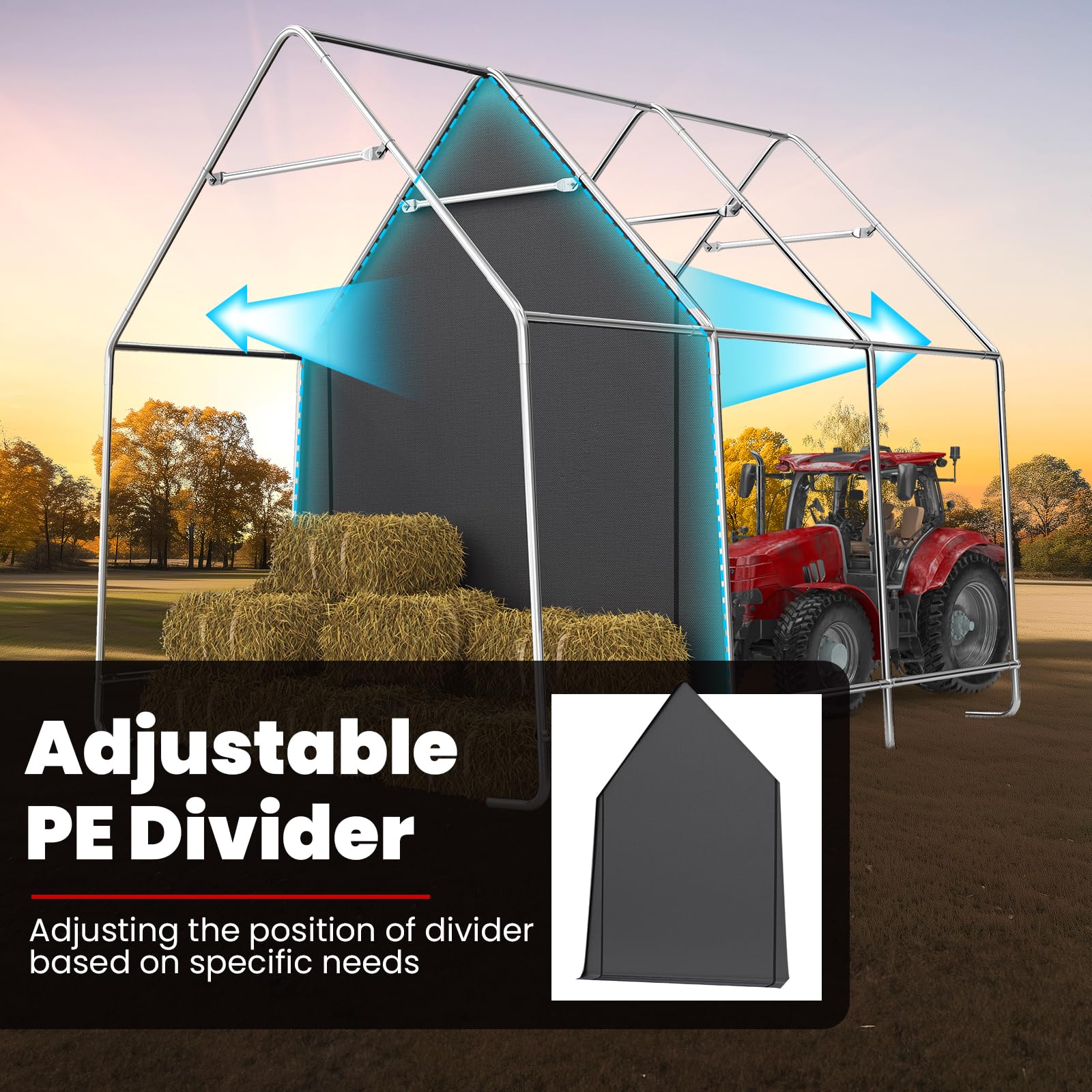 KING BIRD 10'x15'x10.8' Anti-Snow Carport - Dark Gray