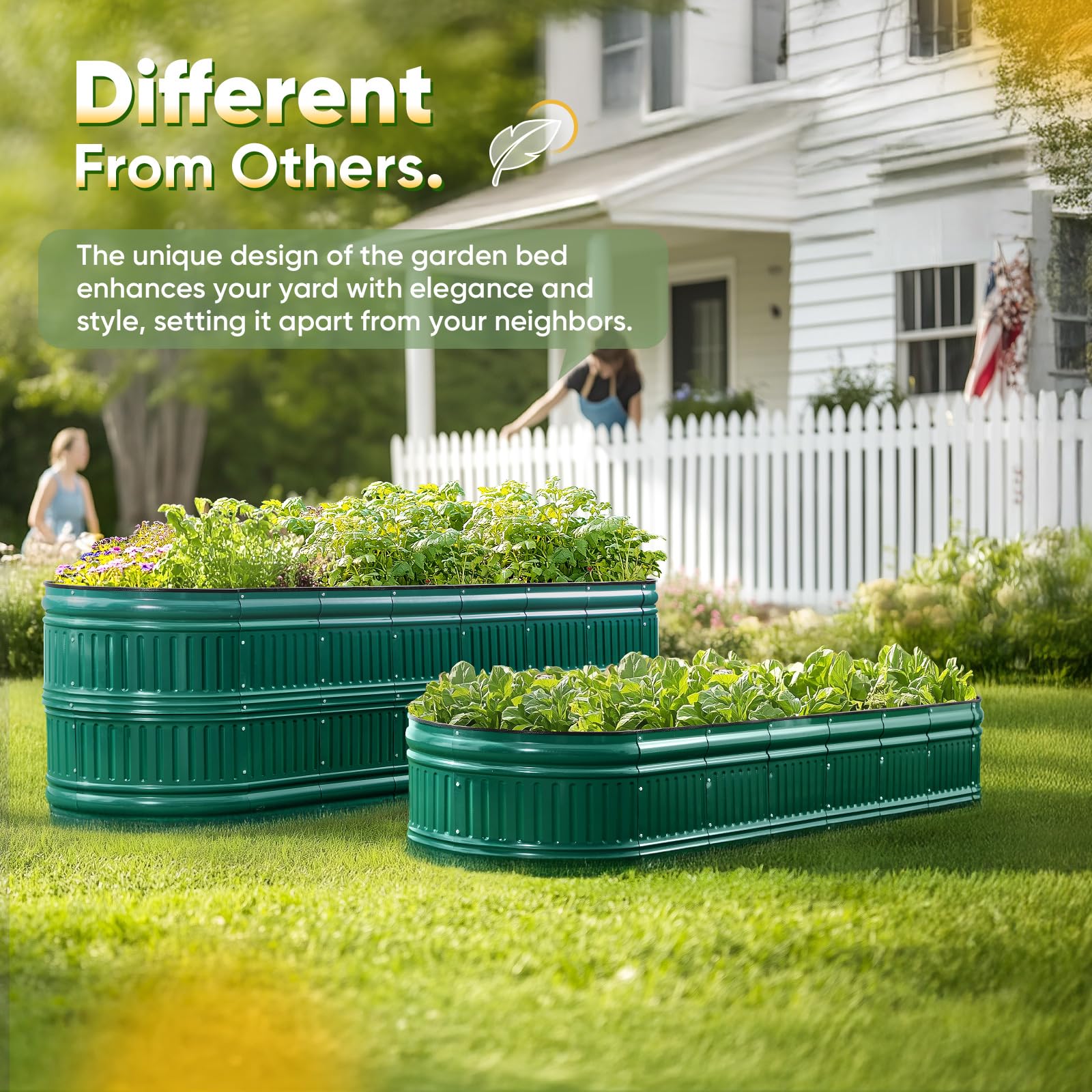KING BIRD 94"x24"x24" Roman Column Garden Bed - Dark Green