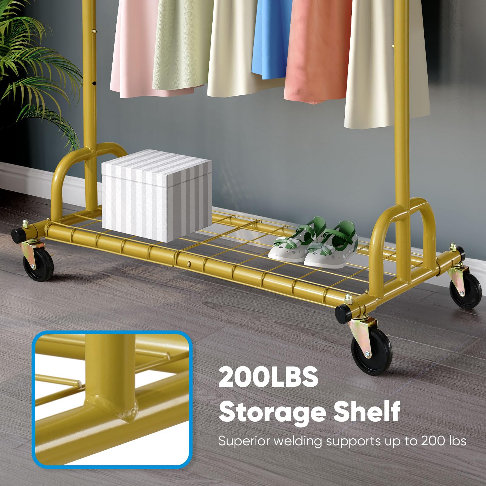 HOKEEPER 525LBS Collapsible Gold Garment Rack
