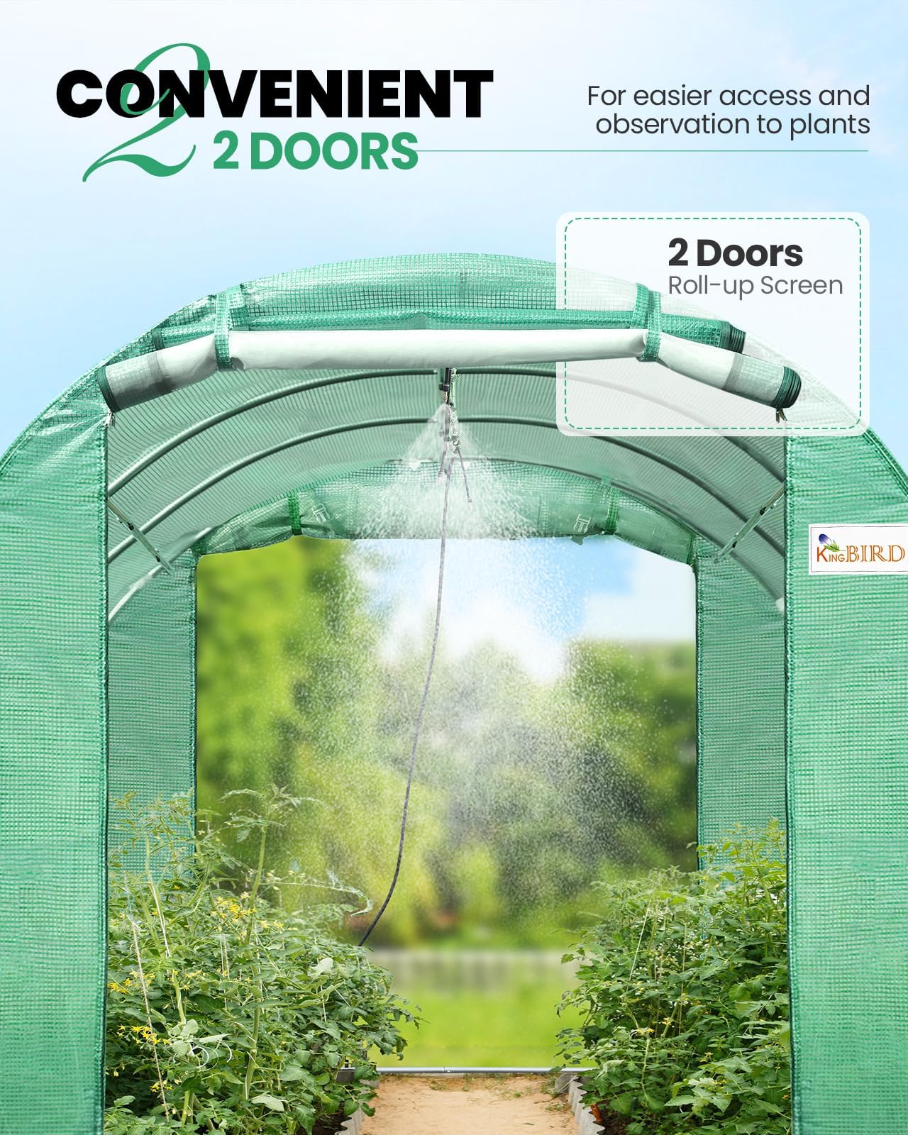 KING BIRD 10'x6.6'x6.6' Greenhouse with Watering Kits - Green