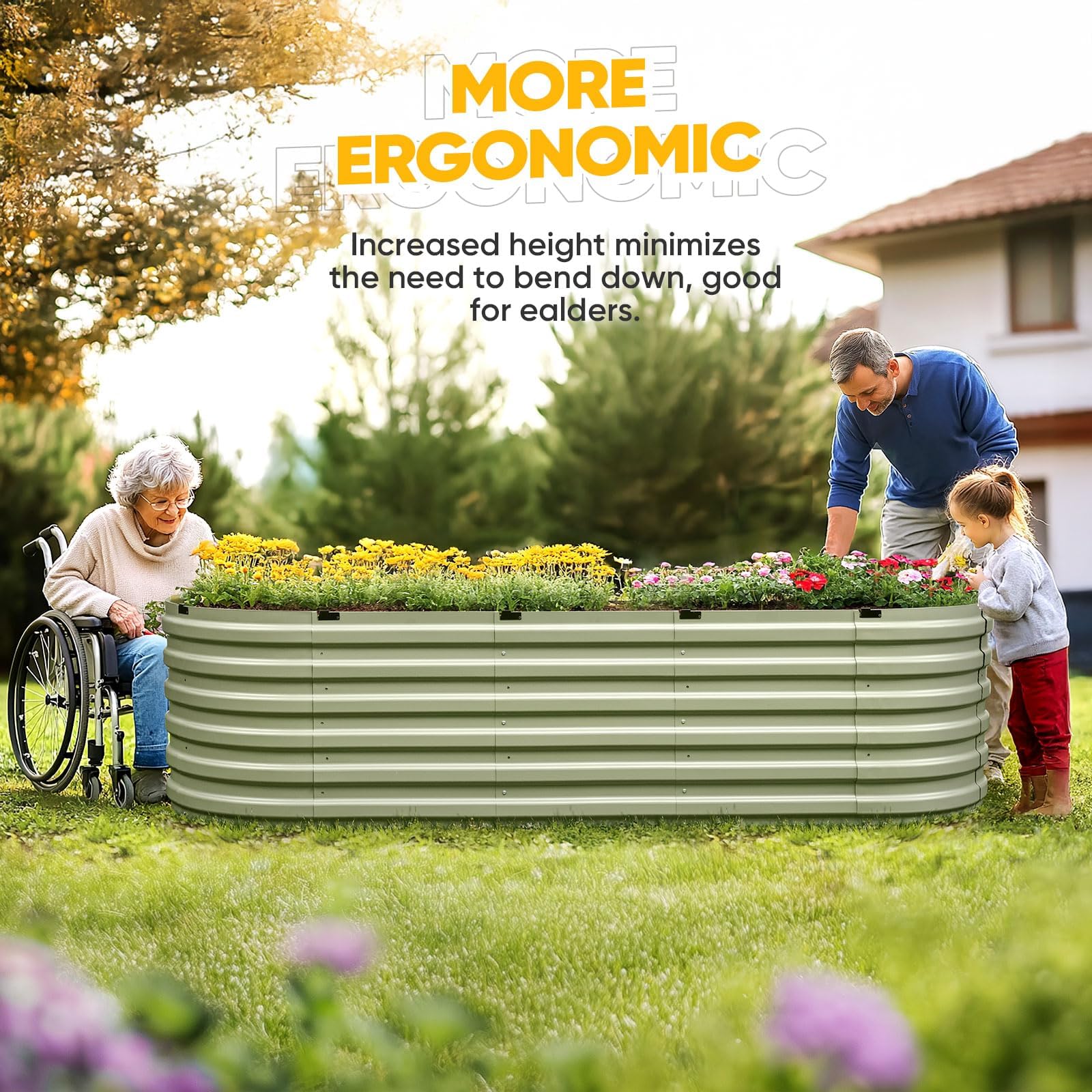 KING BIRD 8'x3'x2' Quick-Setup Garden Bed - Olive Green