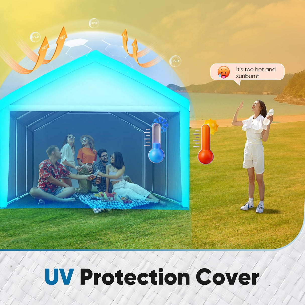 Quictent 10'x20' Carport Replacement Cover with Leg Cloth - White