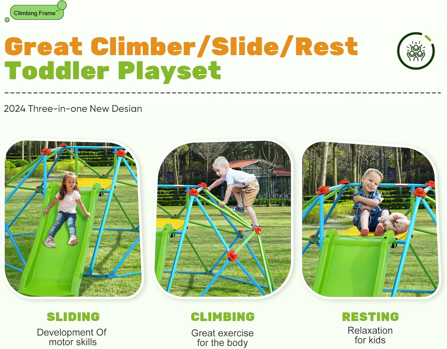 Zupapa 8FT 440LBS Climbing Dome with Slide