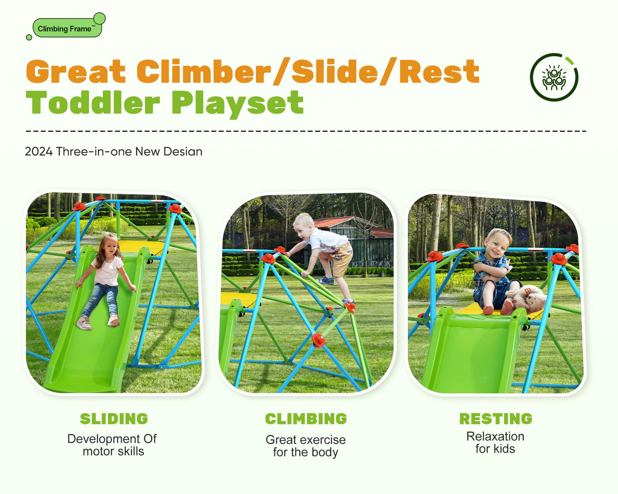 Zupapa 440LBS 8FT Capacity Climbing Dome with Slide