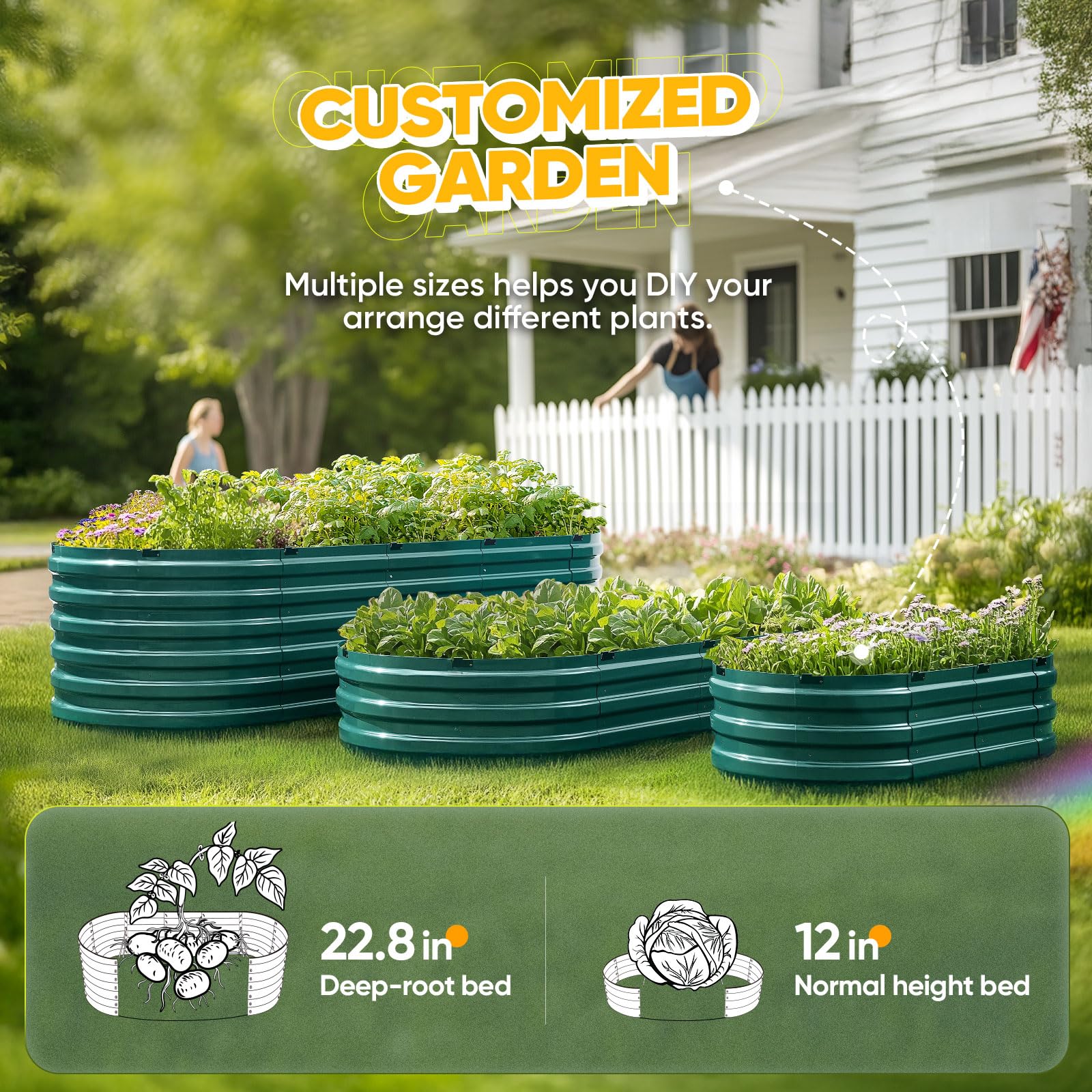 KING BIRD 74"x36"x23" Quick-Setup Garden Bed - Green