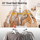 Heavy Double Rod Clothes Rack with Metal Shelves