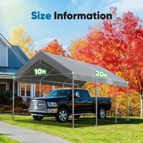 Quictent 10'x20' Carport Replacement Cover with Edge - Gray