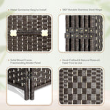 Graphic showing the espresso room divider's foldable design with open, half-open, and closed positions, emphasizing its easy-to-use and space-saving features.
