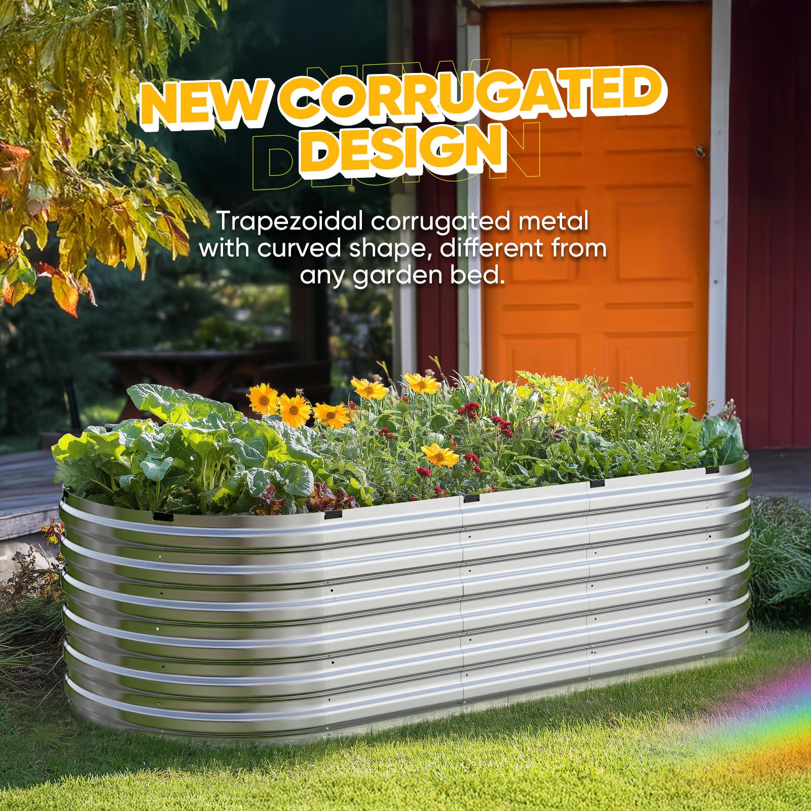 KING BIRD 94"x36"x23" Quick-Setup Garden Bed - Silver