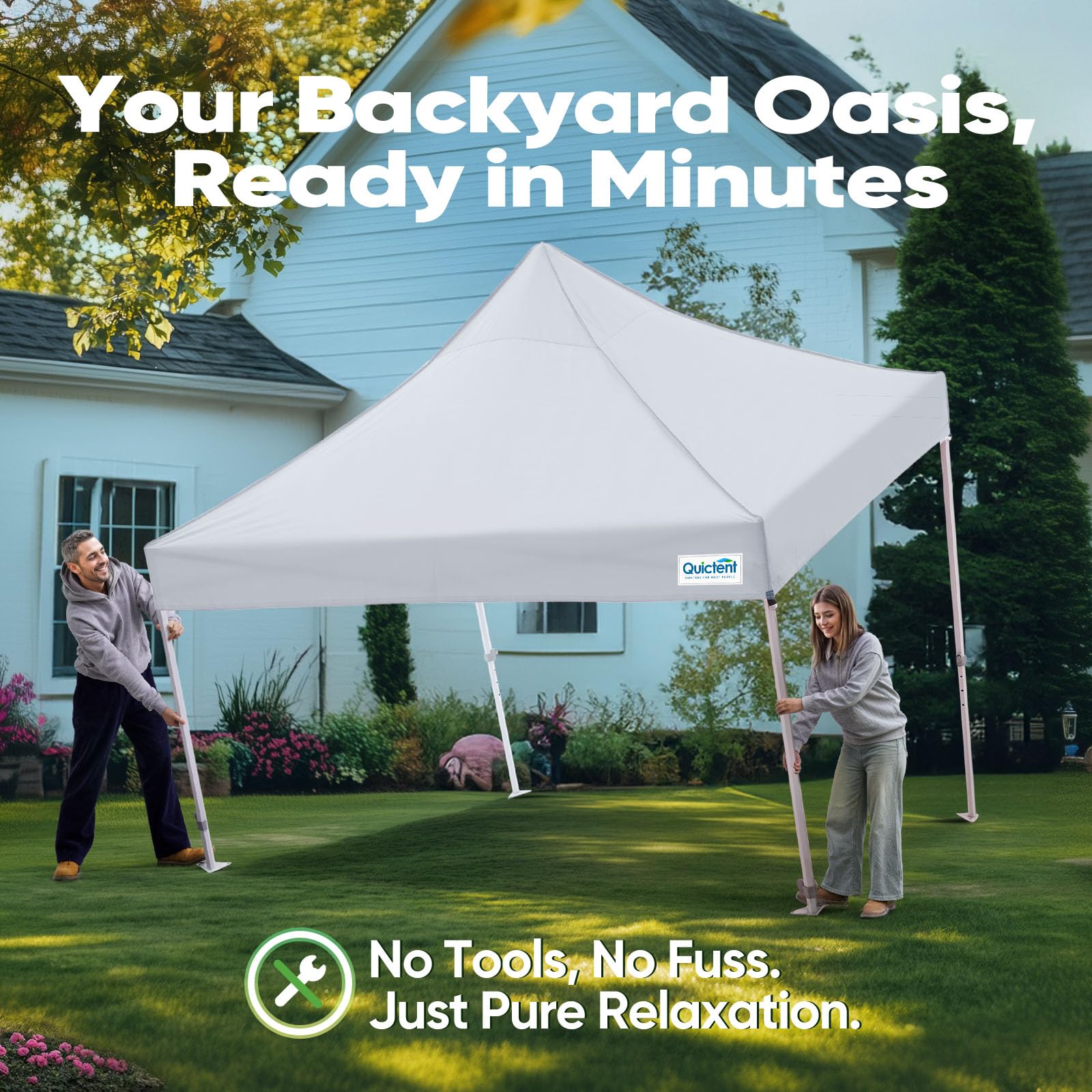 Quictent 10'x10' Heavy Duty Pop Up Canopy with Sidewalls - White