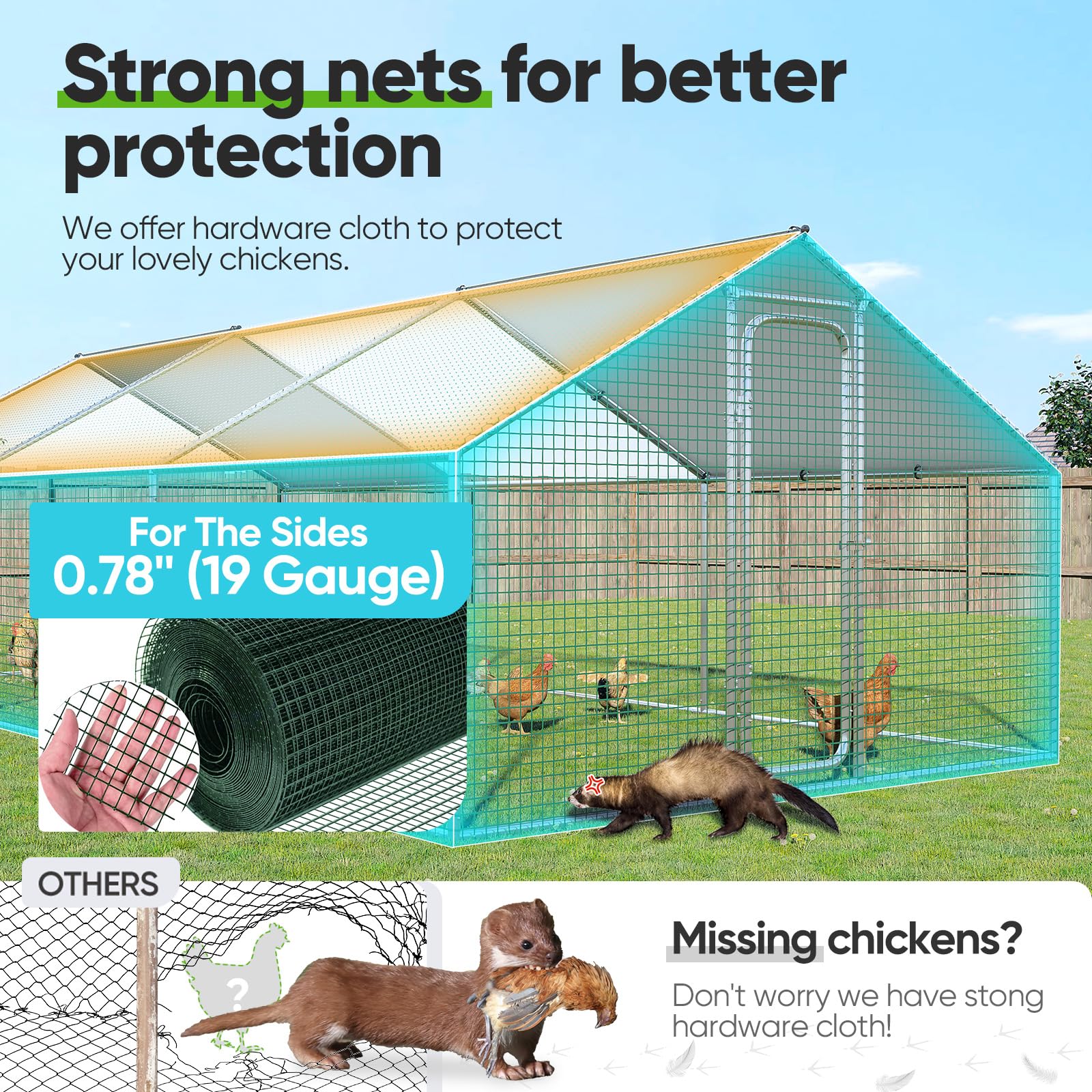 Quictent 18'x9'x6.6' Galvanized Metal Chicken Coop